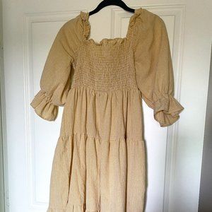 Yellow Gingham Puff Sleeve Nap Dress - Fits size M to L